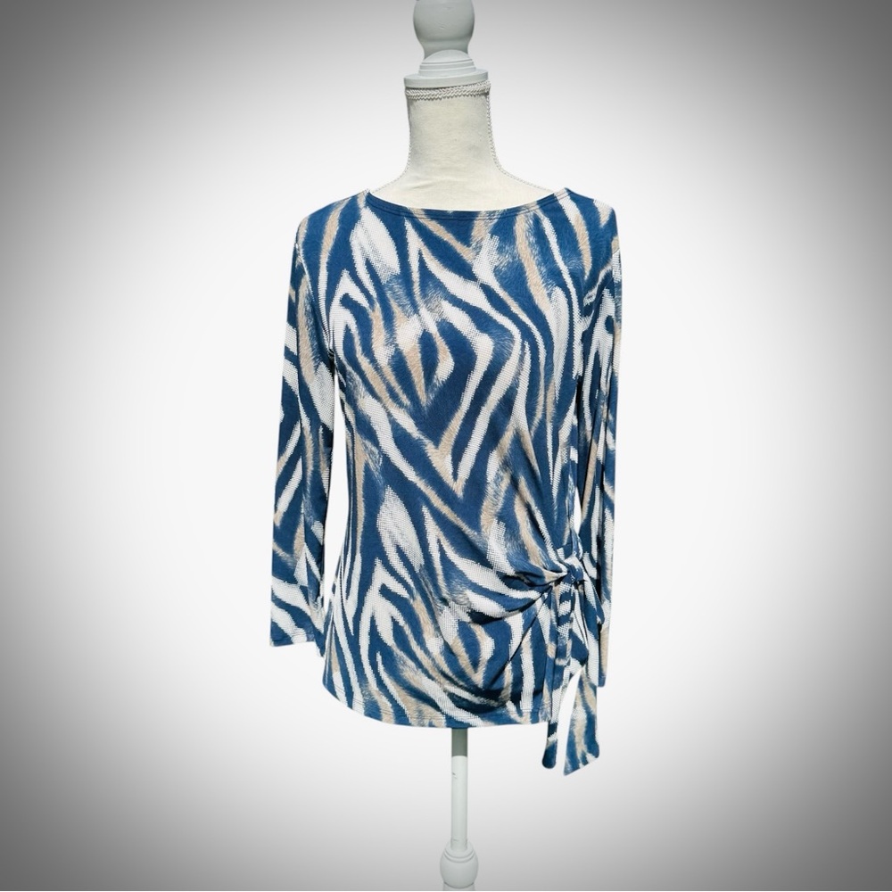 Clara Sun Woo Textured Multi Print Tunic Top Size Mediumm